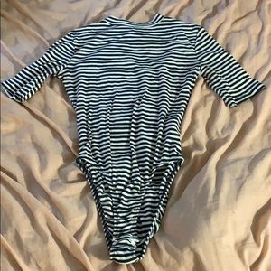 Navy and White Stripe Bodysuit H&M